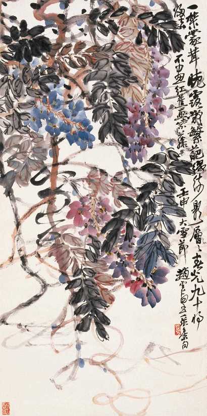 赵云壑 1932年作 紫藤图 立轴